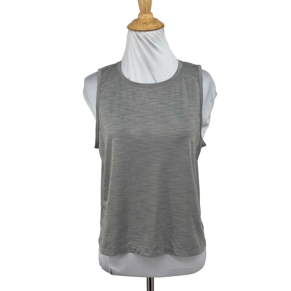 Athleta Tank Top Womens M Medium Grey Grid Knit Lightweight Breathable Active